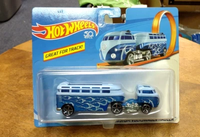 Camión Volkswagen Track Stars 2018 personalizado azul Hot Wheels nuevo en paquete C13 Foto 1 de 3