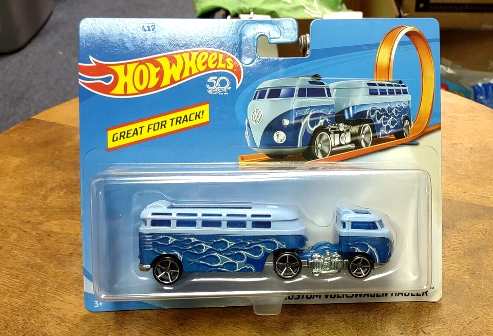 Camión Volkswagen Track Stars 2018 personalizado azul Hot Wheels nuevo en paquete C13 Foto 1 de 3