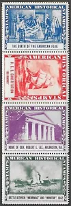 American Oil Co AMERICAN HISTORICAL Poster Stamps 1937 4 NH Group K CINDERELLA - Bild 1 von 2