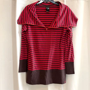 The North Face Womens Tunic Top Large Nautical Stripe Shawl Collar Preppy 18161 - Picture 1 of 11