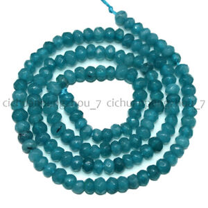 Genuine Natural Faceted Blue Aquamarine Gemstone Rondelle Loose Beads 15" Strand