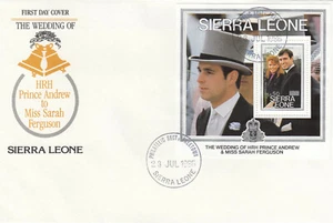 (50051W) Sierra Leone FDC Prince Andrew Fergie Wedding minisheet 1986 - Picture 1 of 1