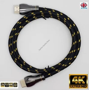 Premium Gold Plated 4K HDMI V2.0 Braided Cable High Speed 2160P 3D UHD HDTV - Picture 1 of 5
