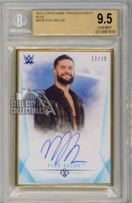 Finn Balor 2019 Topps Transcendent Blue Autograph Card 11/15 BGS 9.5 Gem Mint - Image 1 of 2