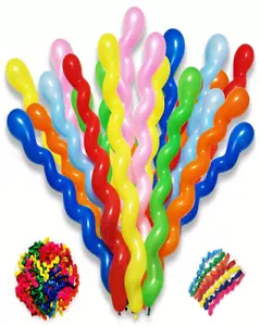 50pcs 40in Vibrant Rainbow Twisted Latex Balloons - Colorful Party Decor - NEW - Picture 1 of 5
