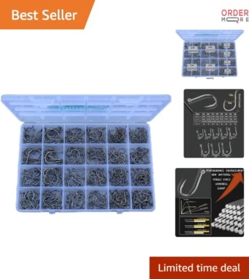 Набор рыболовных крючков из высокоуглеродистой стали для морской пресной воды упаковка 400 шт. - Изображение 1 из 4