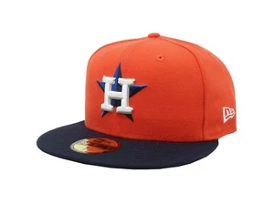 New Era 59Fifty Men Women Cap Houston Astros Alternate Orange Navy Fitted Hat - Picture 1 of 5