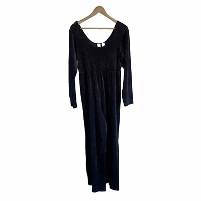 Винтажный Victoria's Secret 90-х черный бархат комбинезон декольте широкие ноги бархата - Изображение 1 из 4