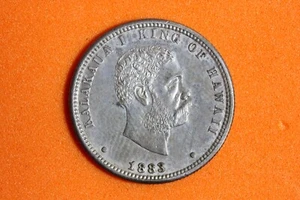 1883 Kingdom of Hawaii Silver Quarter #L02285 - Picture 1 of 2