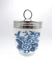 Royal Worcester Hanbury King Size Doble Huevo Coddler Tarro Maceta Azul Blanco Flor - Imagen 1 de 4