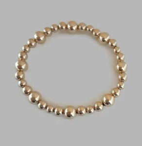 14k Gold Filled Beaded Ball Chunky Stretch Bracelet 5mm 6mm 8mm Bead's - Picture 1 of 3