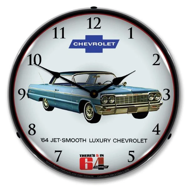14" Double Bubble 1964 Chevrolet Impala Smooth BackLit Garage Clock GM1701705 - Image 1 of 1