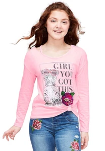 NWT Justice Girls Girl You Got This Leopard Sequin Tee Top 6/7 - Picture 1 of 2