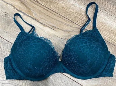 Sexy sujetador push up La Senza Hello azucarero verde azulado con detalle de estrás talla 34B Foto 1 de 4
