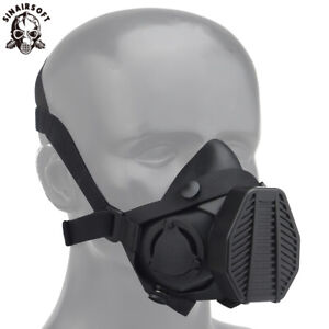 Tactical Respirator Gas Mask Half Face Facepiece Canister Airsoft Replaceable CS
