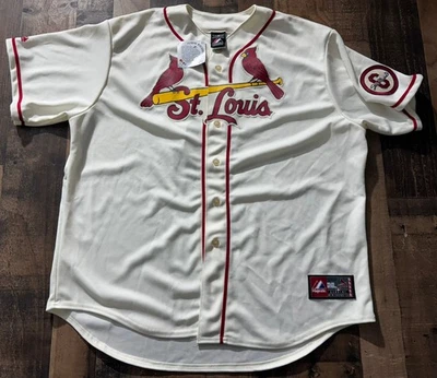 Stan Musial St. Louis Cardinals Majestic Genuine Embroidered Cream Jersey XXL - Image 1 of 4