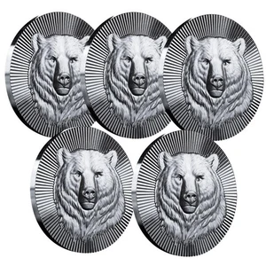 5 x Scottsdale Mint 1 oncia argento STACKER® - orso grizzly (esclusiva eBay) #A122 - Foto 1 di 5