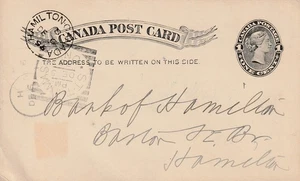 Canada ST THOMAS ON Squared Circle Queen Victoria 1c PC Stny Bank Mail 1895 PM - Picture 1 of 1