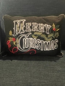 Mackenzie Childs Merry Christmas Lumbar Pillow 21x15 NWOT C3 21x15 - Picture 1 of 5