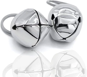 Campanas grandes para perros, campanas fuertes para collar, rastreador y entrenamiento de mascotas, metal hecho a mano (plata - Imagen 1 de 12