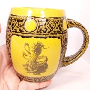 Taza de café Always Azul Pottery Dragon esmalte de ceniza y amarillo hecha a mano en Colorado - Imagen 1 de 8