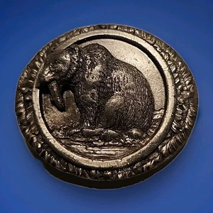 De colección Bergamota Latón 1985 Oso Pardo Salmón Hebilla Cinturón EE. UU. #D75 NUEVO VIEJO ST - Imagen 1 de 7
