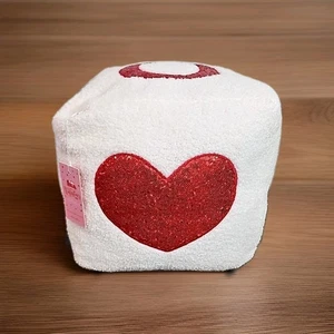 Valentinstag rotes Herz Liebe würfelförmiges quadratisches Kissen 12" x 12" Sherpa NEU - Bild 1 von 8