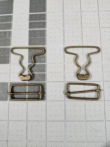 Overall Suspender Bib Buckle Pair of 2 Copper Metal Vntg Preowned Replacement - Picture 1 of 6