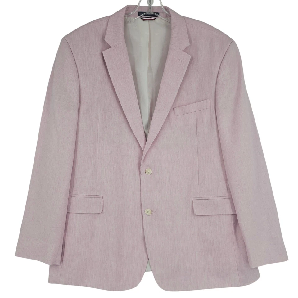 Abrigo deportivo Tommy Hilfiger rosa polvo mezcla lino chaqueta para hombre talla 46 R 3665 Foto 1 de 4
