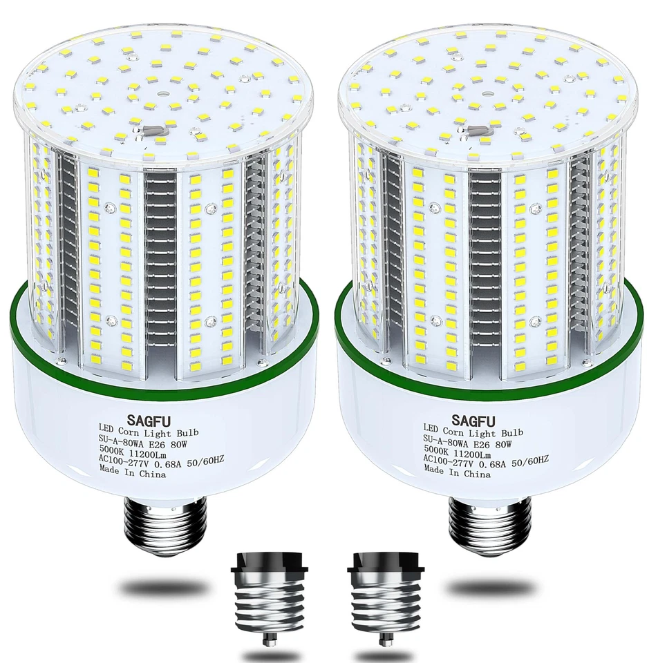 80W LED Corn Light Bulb,5000K Daylight White Corn cob led Light Bulb,2-Pack,8... - Image 1 of 4