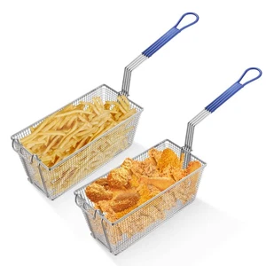 WeChef 2Pcs Deep Fryer Baskets w/ Non-slip Handle for Commercial Restaurant - Foto 1 di 10