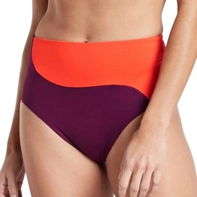 Athleta Asymmetrical Colorblock High Waist Swim Bikini Bottom Size Small - Image 1 of 4