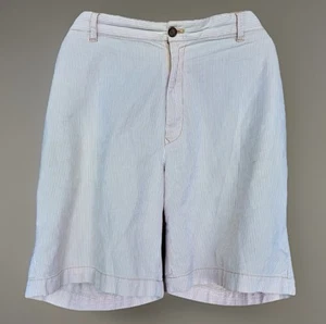 Izod Mens 100% Cotton Chino Shorts White & Orange Pinstripe Pockets Size 40 - Picture 1 of 10