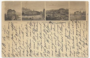 Postkarte mit Stadtansichten Lugano 1889 nach Merseburg - Bild 1 von 2