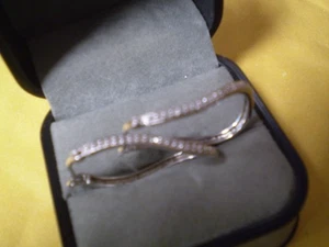 Coppia di orecchini a cerchio da donna in argento sterling 925 con 20 diamanti 3,2 grammi - Foto 1 di 2