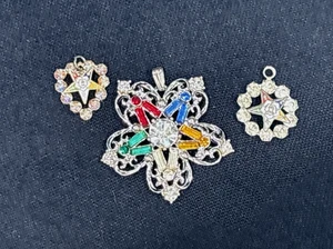 Vintage Orden Oststern Strass Anhänger Charms Freimaurer Menge 3 - Bild 1 von 10