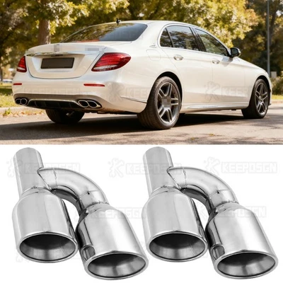 Punta de escape doble tubo largo 2,5" IN 4" OUT 12"" para Mercedes-Benz E350 E53 AMG Foto 1 de 4