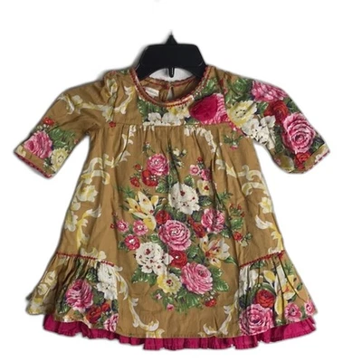Monsoon little girls flowers dress size 3 boho cute girly  - Image 1 of 4