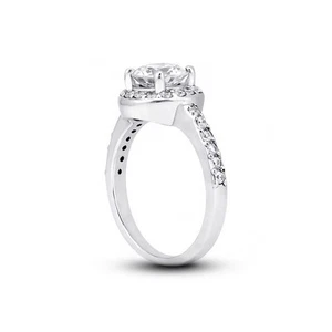 1.10 Carat D-VS2 Round Cut Natural Certified Diamonds 18k Gold Halo Accent Ring - Picture 1 of 3