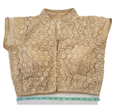 Blusa sari confeccionada; encaje dorado Foto 1 de 3