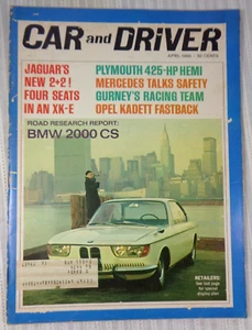 Car and Driver Magazine April 1966 BMW 2000 Plymouth 425 Hemi Opel Kadett - Foto 1 di 4