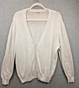 Jac & Jack Size XL Marle Gray Super Fine Knit Buttton Front Cotton Cardigan - Picture 1 of 9