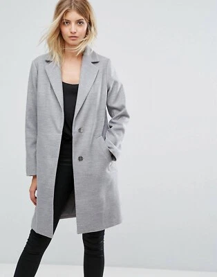 New Look Tailored Light Grey Long Coat - Stylish Trench Coat for Women size UK4 - Image 1 of 4