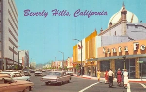 Postal CA: Beverly Hills, California, años 60, Beverly & Wilshire, Santa Fe - Imagen 1 de 2