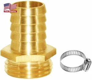 5/8" Barbx3/4" Male GHT Thread Hex Water Hose Pipe Connector Fitting with Clamp - Picture 1 of 4