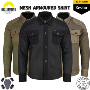 Mens Protective Mesh Motorcycle Shirt Made with Kevlar Biker Jacket CE Armour - Picture 1 of 57