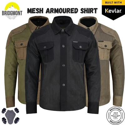 Camisa de motocicleta de malla protectora para hombre hecha con chaqueta de motociclista Kevlar armadura CE Foto 1 de 4