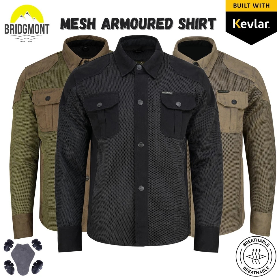 Camisa de motocicleta de malla protectora para hombre hecha con chaqueta de motociclista Kevlar armadura CE Foto 1 de 4