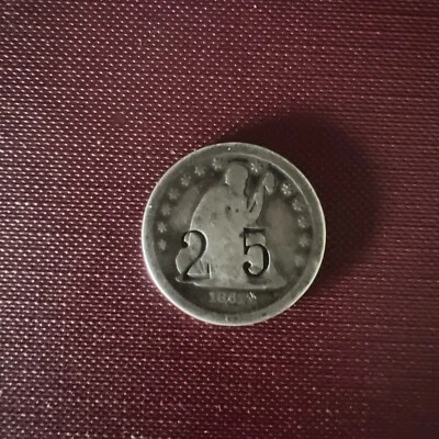 1861 Liberty Seated Quarter - , 25 Counter Stamp (#49339-L) - Image 1 of 2