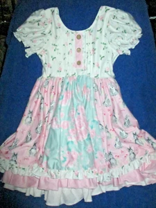 Boutique Cheeky Plum Girls sz 7 Floral Dress with Bunnies - Picture 1 of 1